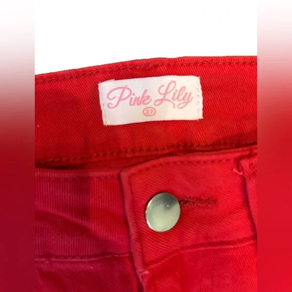 Pink Lily Bold Red Women's Wide Leg Jeans Size 27 - Picture 3 of 5